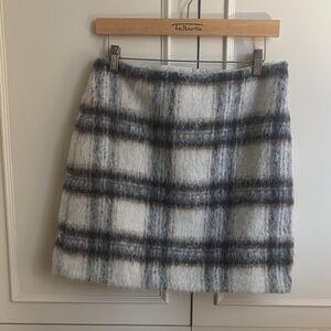 LOFT Blue and Gray Plaid Mini Skirt